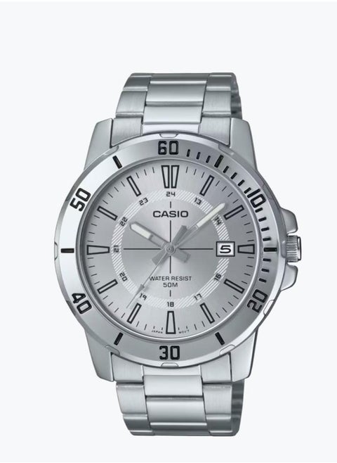 Casio Men's White Dial Stainless Steel Analog Watch - MTP-VD01D-7CVUDF