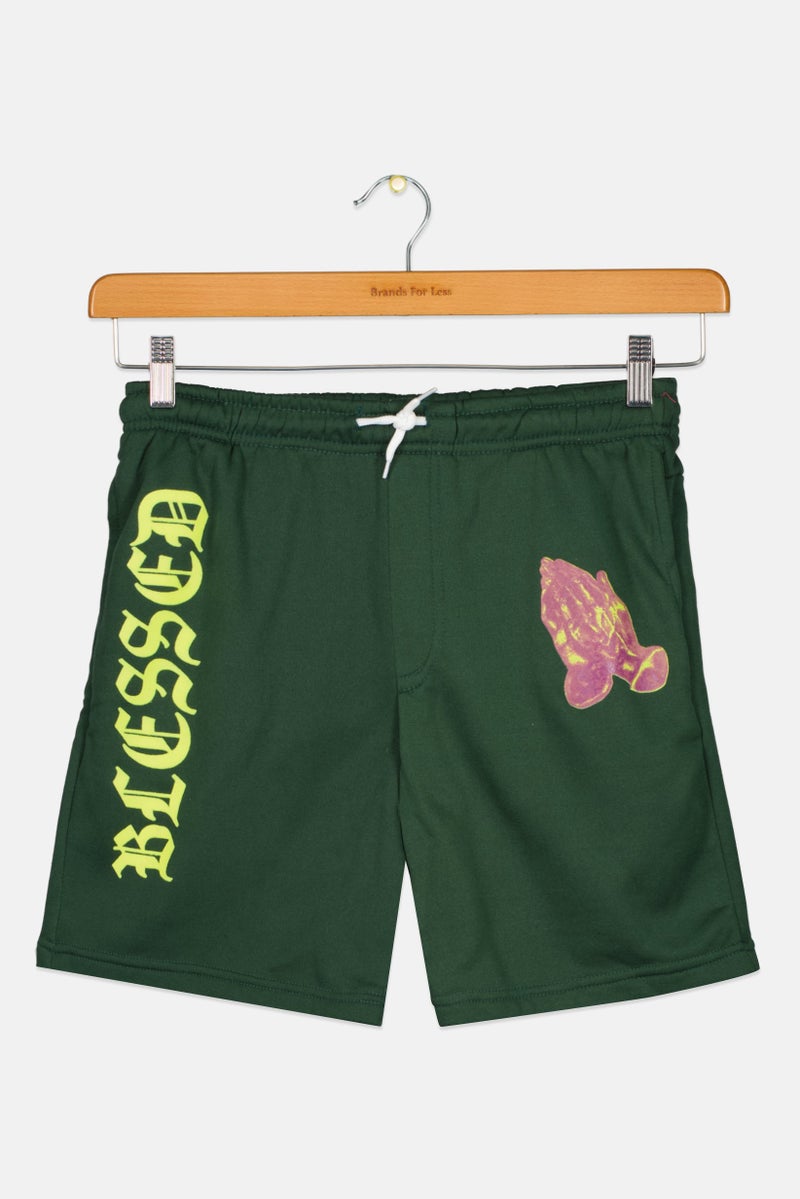 brooklyn Kids Boy Graphic Print Basic Shorts, Green - Image 1