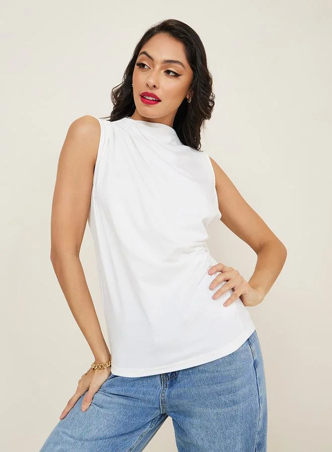Styli Sleeveless High Neck Regular Fit Knit Top