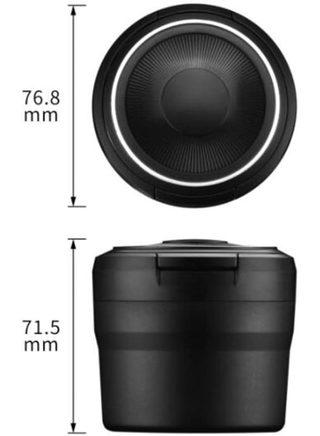 Car Ashtray with Lid,Portable Ashtray for Car,Mini Car Trash Can,Detachable Stainless Steel Smokeless Cylinder Cup Holder Ash Tray with Blue LED Light, Windproof for Outdoor Travel,Home Use, Grey - Image 2