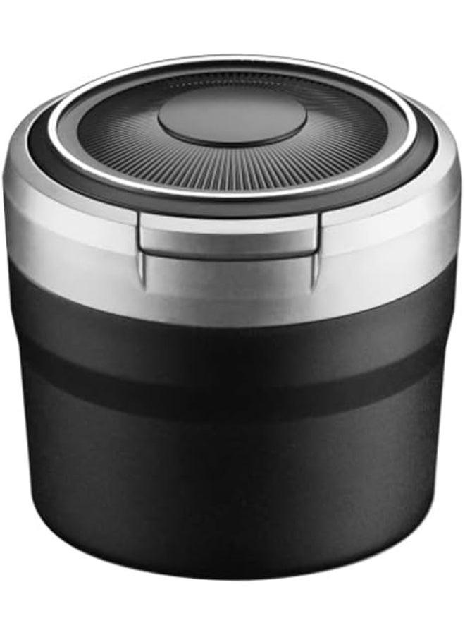Car Ashtray with Lid,Portable Ashtray for Car,Mini Car Trash Can,Detachable Stainless Steel Smokeless Cylinder Cup Holder Ash Tray with Blue LED Light, Windproof for Outdoor Travel,Home Use, Grey - Image 1