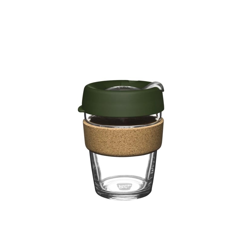 KeepCup Brew Cork Reusable Glass Tumbler with Natural Cork Tall Coffee Cup 12oz 340ml Pine - Image 2