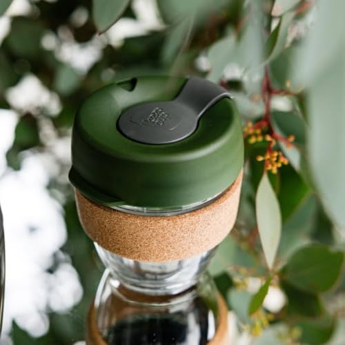KeepCup Brew Cork Reusable Glass Tumbler with Natural Cork Tall Coffee Cup 12oz 340ml Pine - Image 3