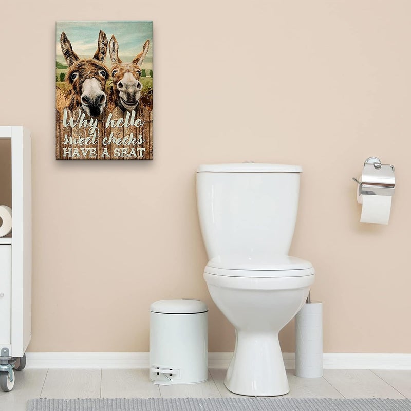 Busmko Funny Quotes Bathroom Wall Decor Canvas Paintings Why Hello Sweet Cheeks Have a Seat Hilarious Donkey Animal Poster Print Wall Art Vertical Vintage Artwork Decoration Unframed 08x12 inch(20x30cm) - Image 3