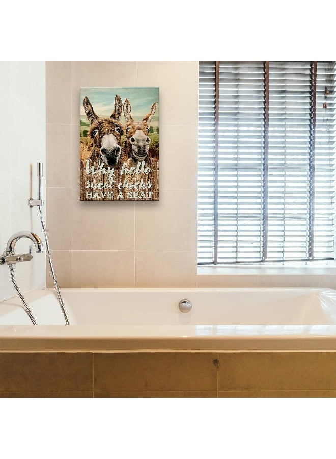 Busmko Funny Quotes Bathroom Wall Decor Canvas Paintings Why Hello Sweet Cheeks Have a Seat Hilarious Donkey Animal Poster Print Wall Art Vertical Vintage Artwork Decoration Unframed 08x12 inch(20x30cm) - Image 4