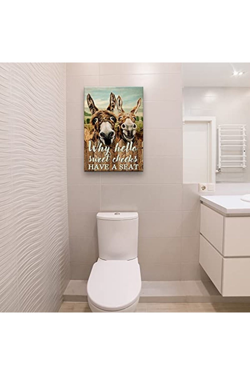 Busmko Funny Quotes Bathroom Wall Decor Canvas Paintings Why Hello Sweet Cheeks Have a Seat Hilarious Donkey Animal Poster Print Wall Art Vertical Vintage Artwork Decoration Unframed 08x12 inch(20x30cm) - Image 4
