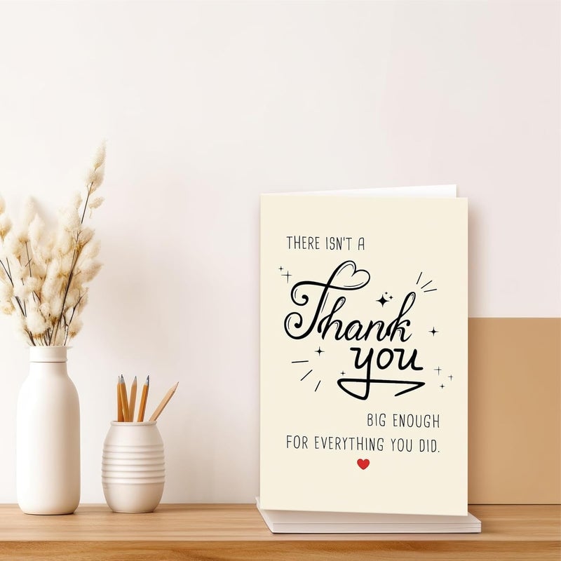 SM4U Thank You Greeting Card with Red Envelope, Heartfelt Message Design, Cream and Red - Image 5
