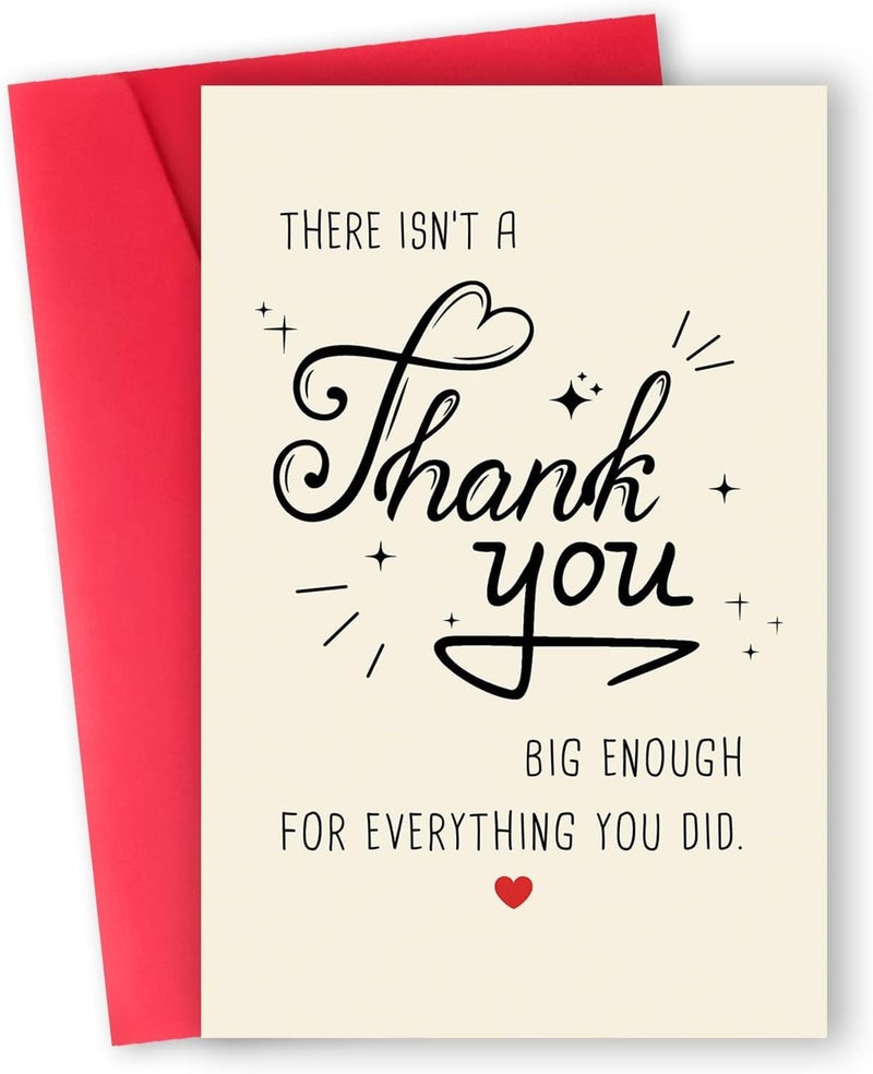 SM4U Thank You Greeting Card with Red Envelope, Heartfelt Message Design, Cream and Red - Image 1