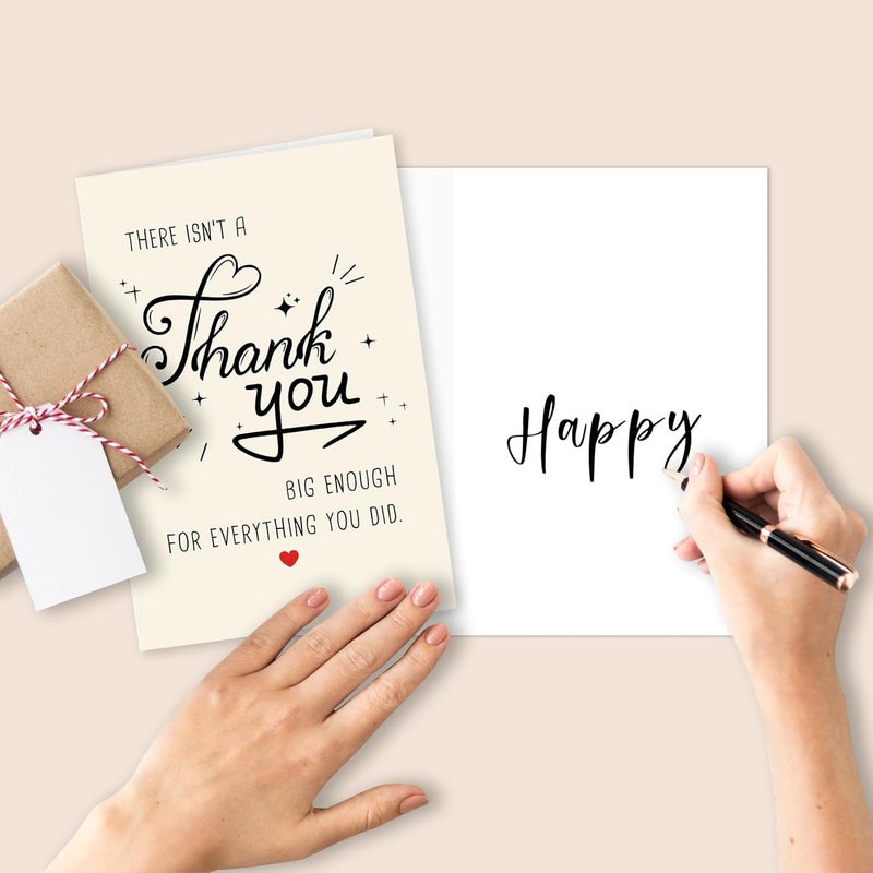 SM4U Thank You Greeting Card with Red Envelope, Heartfelt Message Design, Cream and Red - Image 4