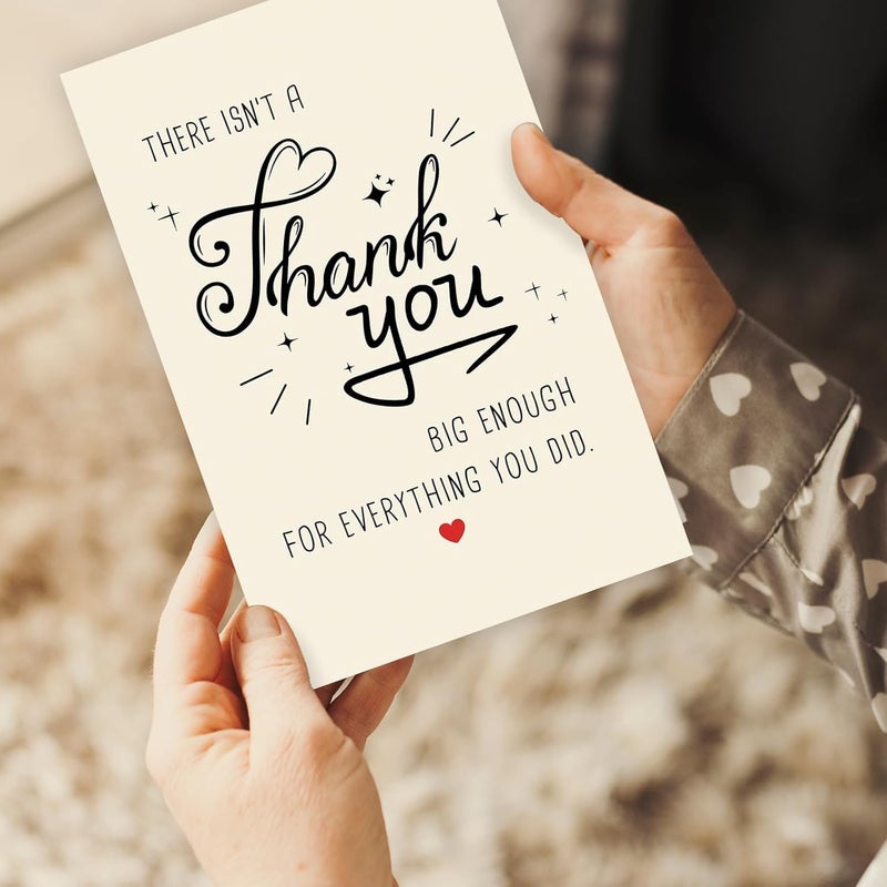 SM4U Thank You Greeting Card with Red Envelope, Heartfelt Message Design, Cream and Red - Image 3