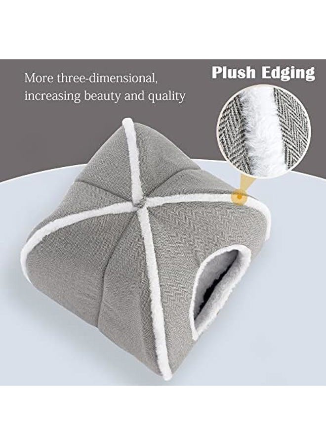 WINDRACING Cat Beds for House Cats, Foldable Cat Bed Cave, Cat House with Washable Cushion, Cat Bed for Kittens, Small Pets, Cat Tent, Soft and Warm Cat House for Indoor, Grey - Image 3