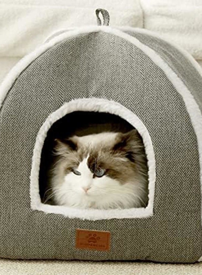 WINDRACING Cat Beds for House Cats, Foldable Cat Bed Cave, Cat House with Washable Cushion, Cat Bed for Kittens, Small Pets, Cat Tent, Soft and Warm Cat House for Indoor, Grey - Image 5