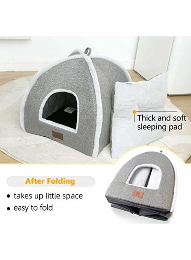 WINDRACING Cat Beds for House Cats, Foldable Cat Bed Cave, Cat House with Washable Cushion, Cat Bed for Kittens, Small Pets, Cat Tent, Soft and Warm Cat House for Indoor, Grey - Image 4