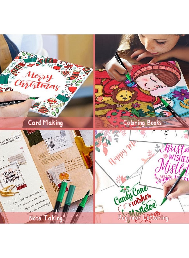 آين أرت أقلام تحديد فرشاة مزدوجة لكتب التلوين للبالغين، 24 قلم تحديد ذو نقطة دقيقة ملونة للعودة إلى اللوازم المدرسية، دفتر يوميات لتدوين الرسم - Image 4