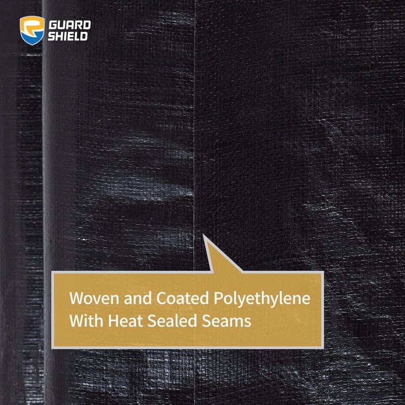 GUARD SHIELD Tarps Heavy Duty Waterproof 12x16 Feet Black Poly Tarp Cover Outdoor Thick UV Resistant Tarpaulin with Grommets 10mil - Image 4