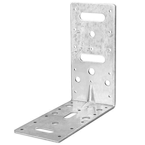 eoere 6 PCS 6" Steel L Right Angle Bracket, Tie Plate Metal Reinforcing Rib Strengthen Corner Brace for Timber Shelf Connector, Thick 3/32", Max Load 66 lb - Image 3