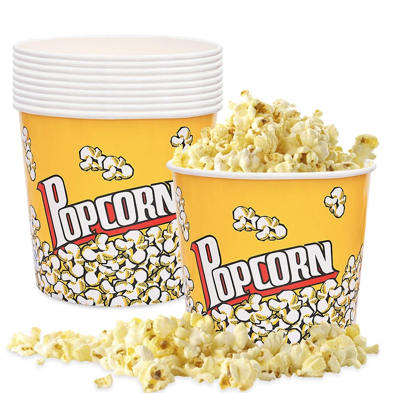 Popcorn Containers Cardboard Popcorn Bucket 85ozPopcorn Boxes Popcorn Buckets Popcorn CupsReusable Popcorn Bucket Tub Popcorn Cups for Movie TheaterPartyMovie NightLeakProof and FoodGrade 10 Pack