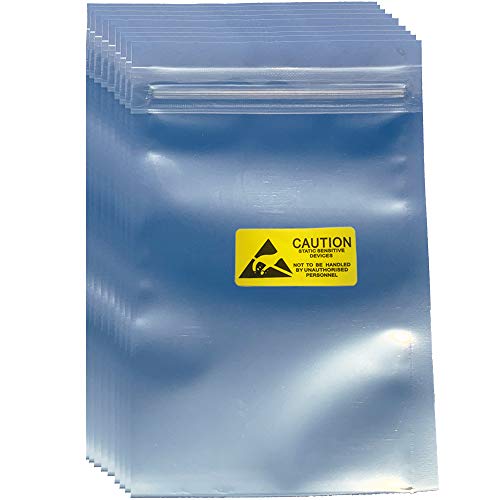 Daarcin 100pcs 3.93X5.9in(10X15cm) Anti Static Bags,ESD Bags Resealable for SSD HDD with 100pcs Labels, Antistatic Bag for Hand Drive or Varieties of Electronic Device - Image 1