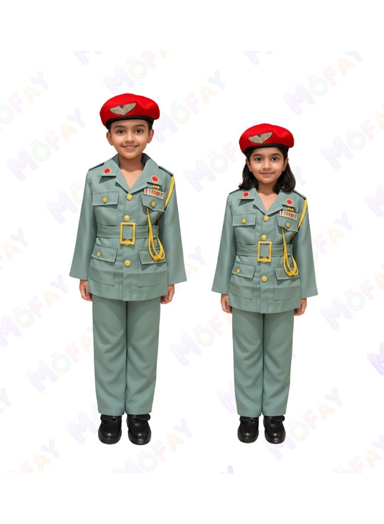 UAE Police officer Premium Quality Green Costume Set for Kids (Unisex), Perfect for Role Play & Fancy Dress. - Image 1