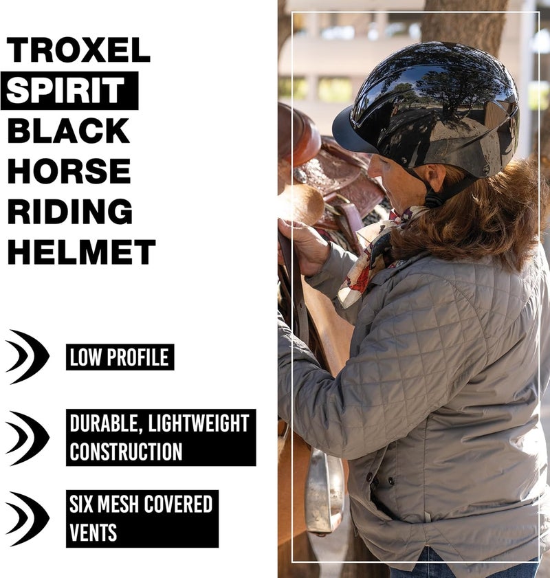 Troxel Spirit Equestrian Helmet - Black - Image 2