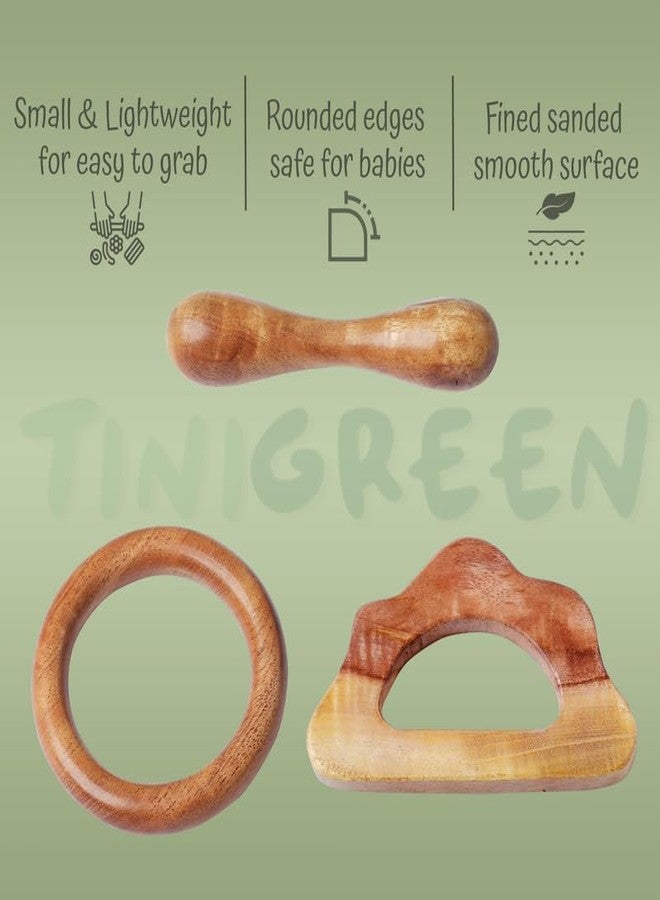 Tinigreen Cloud Ring Dumbbell Shaped Neem Wooden Teethers for 6 to 12 Months Infant Baby (Pack of 3) - Image 2