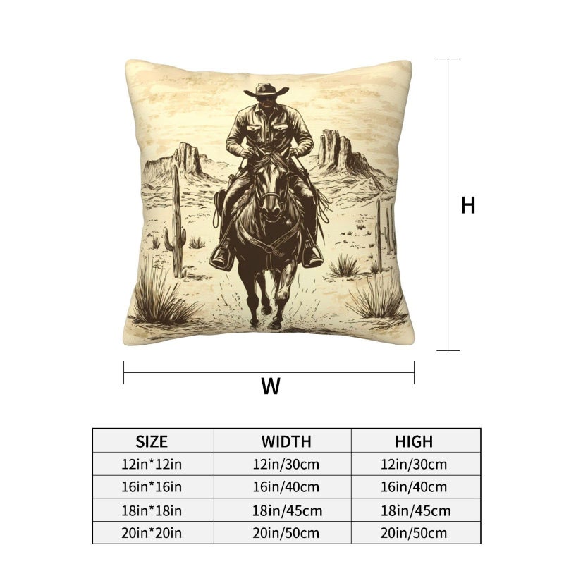 Worltoldb Throw Pillow Covers Set of 4 Decorative Soft Linen Fabric Square Cushion Case for Room Bedroom Sofa Car 18x18 (Western Cowboy, 18"x18") - Image 3