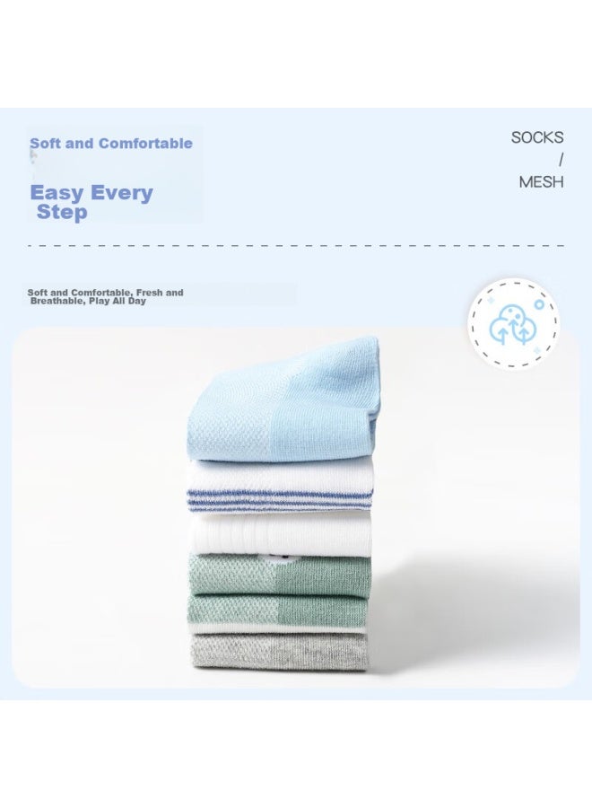 LANG SHA Langsha Children's Socks, Boys' Cotton Mesh Spring And Summer Thin Breathable Baby Mid-calf Short Socks For Older Kids - Image 4