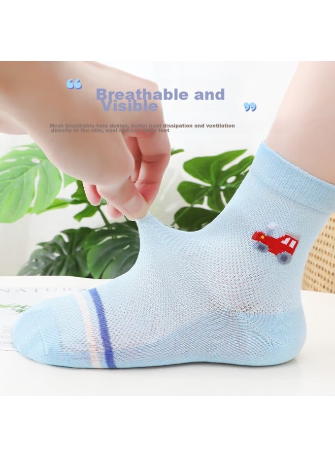 LANG SHA Langsha Children's Socks, Boys' Cotton Mesh Spring And Summer Thin Breathable Baby Mid-calf Short Socks For Older Kids - Image 2