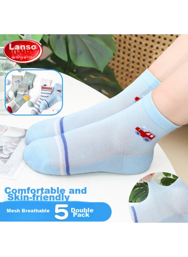 LANG SHA Langsha Children's Socks, Boys' Cotton Mesh Spring And Summer Thin Breathable Baby Mid-calf Short Socks For Older Kids - Image 1