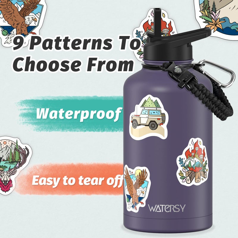 WATERSY 64oz Insulated Water Bottle (Cold for 48 Hrs),BPA Free&Leak Proof,Half Gallon Stainless Steel Water Flask,Water Jug with Straw Spout Lids for Gym,Hiking,Camping,Purple - Image 4