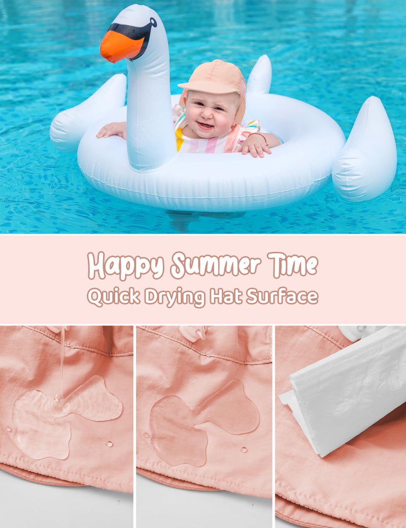 Durio Baby Sun Hat with Neck Flap UPF 50+ Sun Protection Babys Summer Hat Breathable Lining Baby Beach Hat for Boys Girls, Babys Sunhat 6-12 Months, Pink 6-12 Months - Image 2
