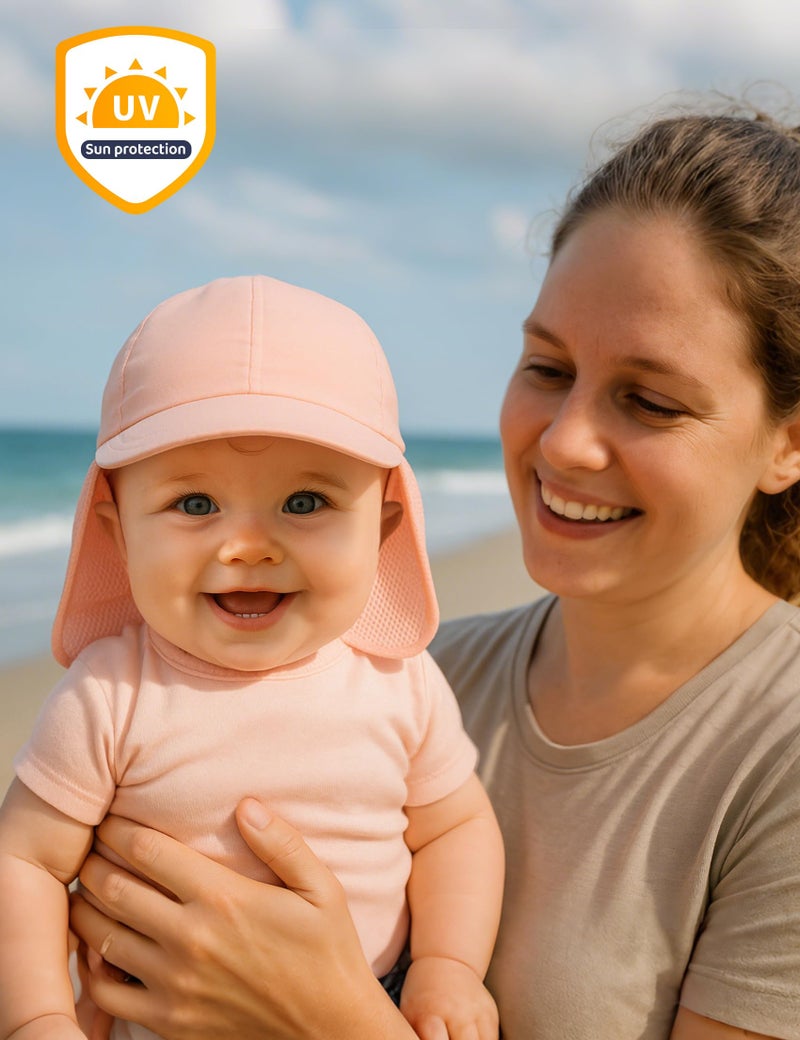 Durio Baby Sun Hat with Neck Flap UPF 50+ Sun Protection Babys Summer Hat Breathable Lining Baby Beach Hat for Boys Girls, Babys Sunhat 6-12 Months, Pink 6-12 Months - Image 4