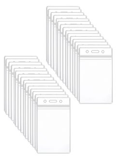 وهاواي 30 Pcs Clear Vertical Badge Holder  ID Card Holder Sealable Waterproof Plastic Card Name Badge Holder for Office, School, Conference  - Image 1