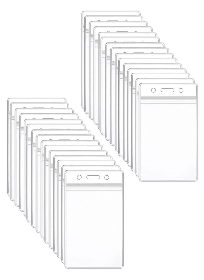 HAWAWA 30 Pcs Clear Vertical Badge Holder  ID Card Holder Sealable Waterproof Plastic Card Name Badge Holder for Office, School, Conference  - Image 1