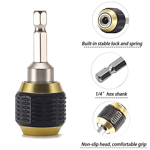 Saipe 2 Pcs 1/4 Inch Hex Shank Drill Bit Extension Screwdriver Bit Holder Extension Rod Self-Locking Drill Bit Holder Quick Release Chuck Adapter Connector Power Drill Tool [60mm Length] - Image 5