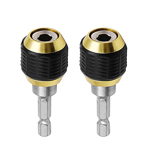 Saipe 2 Pcs 1/4 Inch Hex Shank Drill Bit Extension Screwdriver Bit Holder Extension Rod Self-Locking Drill Bit Holder Quick Release Chuck Adapter Connector Power Drill Tool [60mm Length] - Image 1