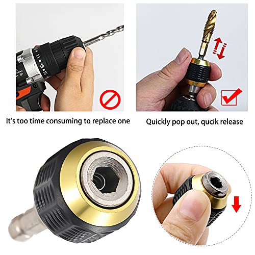 Saipe 2 Pcs 1/4 Inch Hex Shank Drill Bit Extension Screwdriver Bit Holder Extension Rod Self-Locking Drill Bit Holder Quick Release Chuck Adapter Connector Power Drill Tool [60mm Length] - Image 3