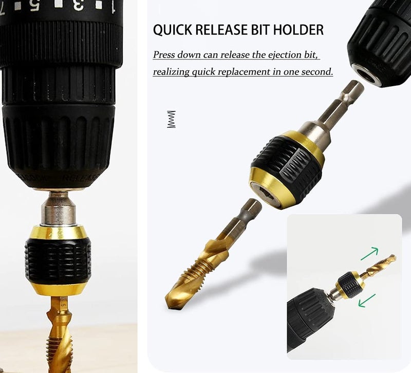 Saipe 2 Pcs 1/4 Inch Hex Shank Drill Bit Extension Screwdriver Bit Holder Extension Rod Self-Locking Drill Bit Holder Quick Release Chuck Adapter Connector Power Drill Tool [60mm Length] - Image 4