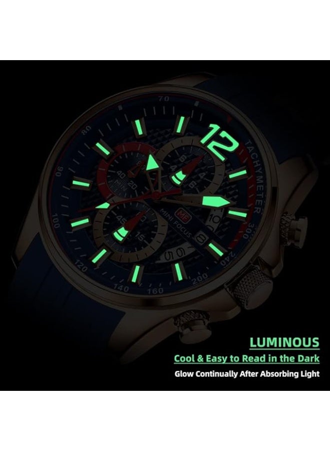 ميني فوكاس ساعه ميني فوكس للرجال سوار سيلكون ازرق*دهبي MF0349G - Image 4