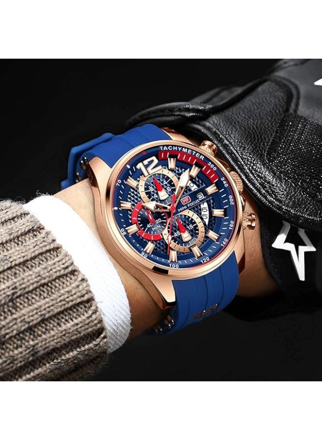 ميني فوكاس ساعه ميني فوكس للرجال سوار سيلكون ازرق*دهبي MF0349G - Image 2