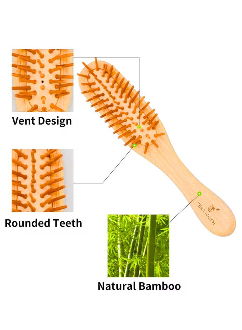 Cera Touch Mini Bamboo Hair Brush – Portable Detangling & Scalp Massage bamboo hair brush, Wooden Hair Brush for Smooth & Frizz-Free Hair – Wooden Hair Brush Perfect for Women, Men & Kids. - Image 4