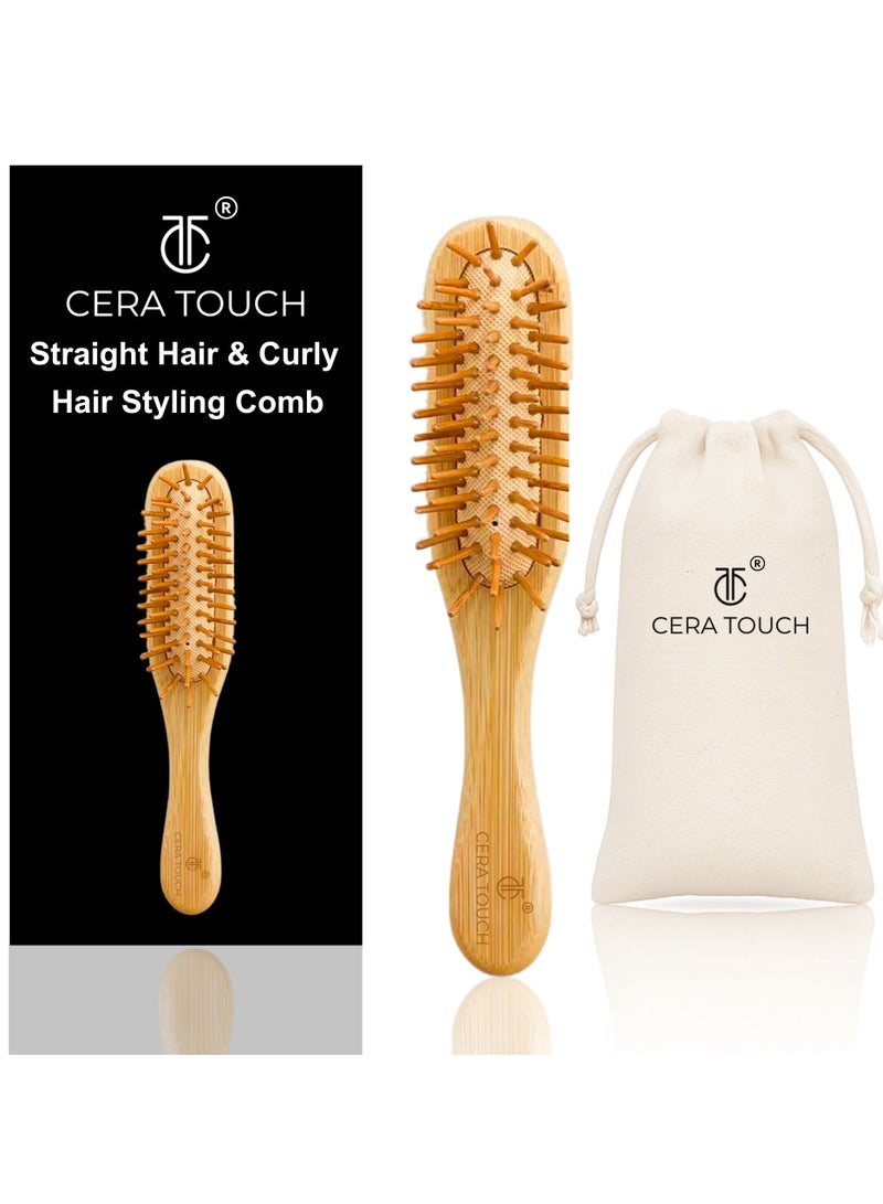 Cera Touch Mini Bamboo Hair Brush – Portable Detangling & Scalp Massage bamboo hair brush, Wooden Hair Brush for Smooth & Frizz-Free Hair – Wooden Hair Brush Perfect for Women, Men & Kids. - Image 1
