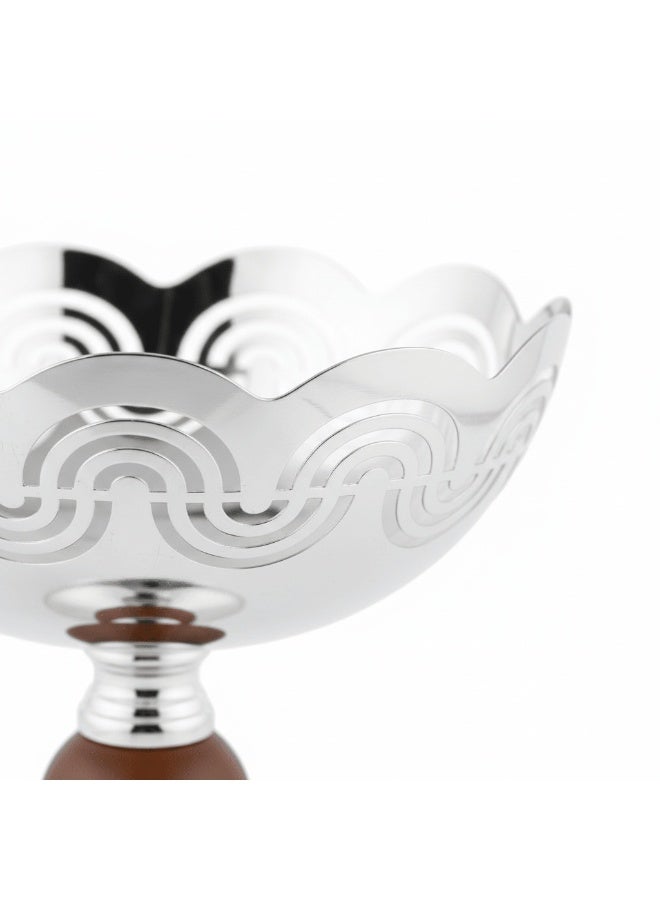 AKDC Silver & Brown Metal Footed Candy Bowl - 23x20 cm - Image 4