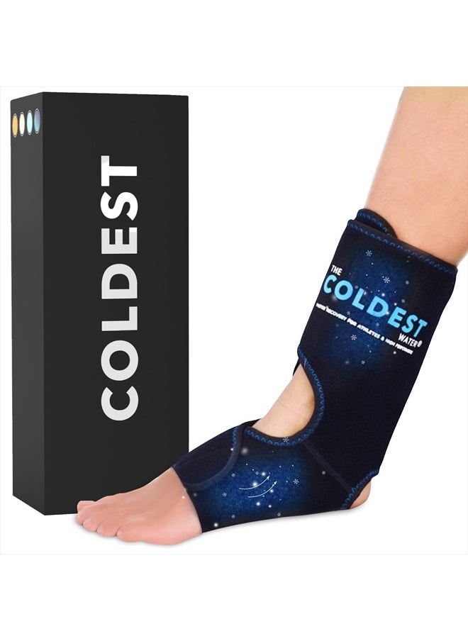 THE COLDEST WATER - Coldest Foot Ankle Achilles Tendonitis Icing Pain Relief Ice Wrap with Cold Compression Gel Packs | Best for Achilles Tendon Injuries, Plantar Fasciitis, Heel and Sore Feet Cold Therapy - Image 1
