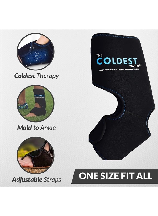 THE COLDEST WATER - Coldest Foot Ankle Achilles Tendonitis Icing Pain Relief Ice Wrap with Cold Compression Gel Packs | Best for Achilles Tendon Injuries, Plantar Fasciitis, Heel and Sore Feet Cold Therapy - Image 1