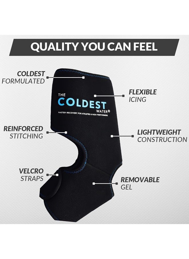 THE COLDEST WATER - Coldest Foot Ankle Achilles Tendonitis Icing Pain Relief Ice Wrap with Cold Compression Gel Packs | Best for Achilles Tendon Injuries, Plantar Fasciitis, Heel and Sore Feet Cold Therapy - Image 1