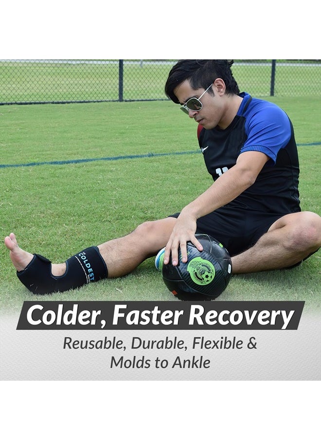 THE COLDEST WATER - Coldest Foot Ankle Achilles Tendonitis Icing Pain Relief Ice Wrap with Cold Compression Gel Packs | Best for Achilles Tendon Injuries, Plantar Fasciitis, Heel and Sore Feet Cold Therapy - Image 1