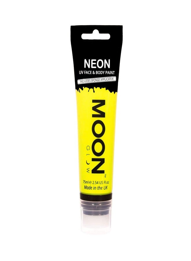 Moon Glow Supersize 2.54oz Blacklight Neon UV Face & Body Paint - Intense Yellow - with sponge applicator - Image 1