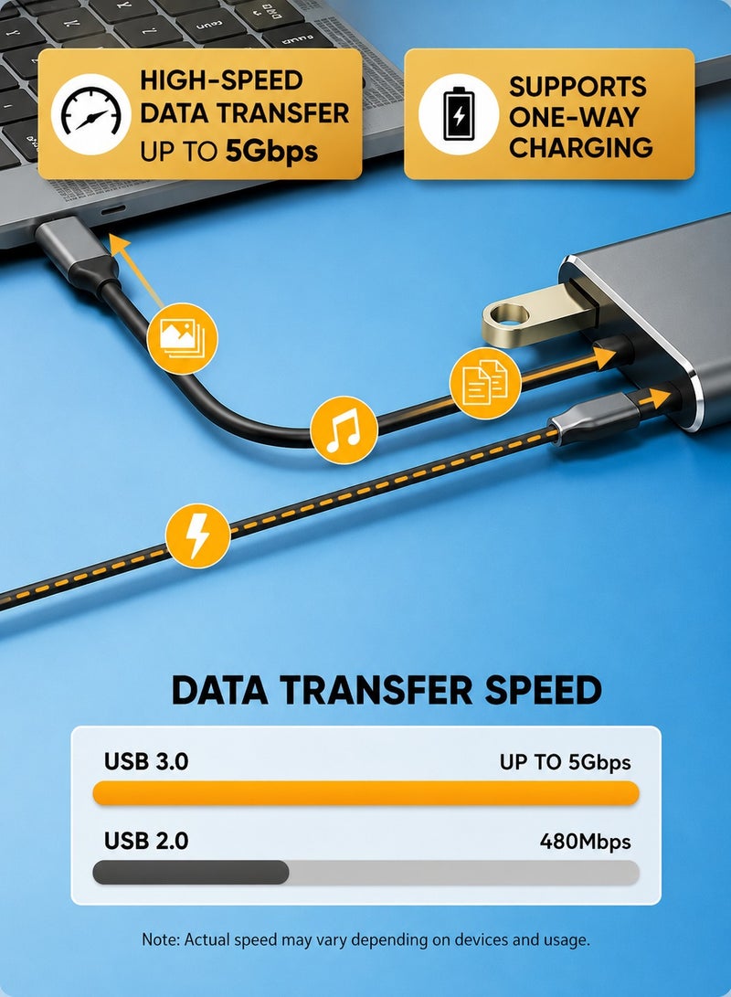 ARNOTEC محول USB-C 4 في 1 مع HDMI 4K و VGA 1080P و USB 3.0 و Type-C PD – محول متعدد المنافذ USB-C إلى HDMI و VGA للكمبيوتر المحمول والتابلت والهاتف الذكي (رمادي) - Image 3