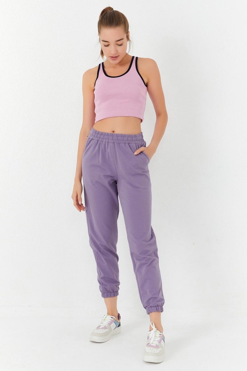Tommy Life Pink Basic Zero Sleeve Slim Fit U Neck Women's Crop Top Tank - 97162  - Image 4